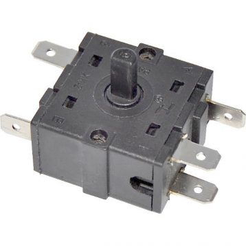 2 Pole 4 Way Rotary Switch – Splined Shaft, Solder Terminals, Panel Mount – RE-S-SR26A-2-4-18T-15